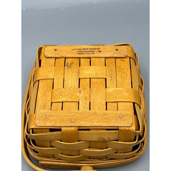 Longaberger 6" Handwoven Handled Basket With Fabric Liner & Plastic Protector - Picture 3 of 9